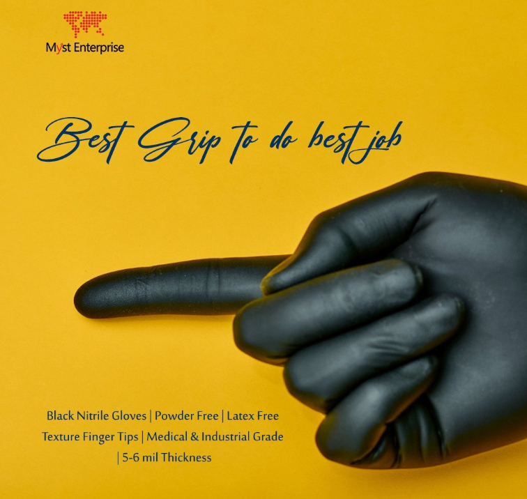 BlackMoa Gloves Black Nitrile Gloves